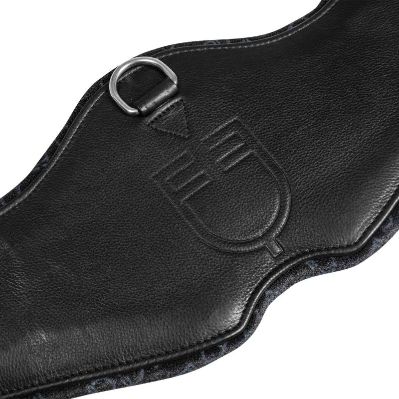 Equestro Sottopancia dressage in cuoio con logo inciso Nero