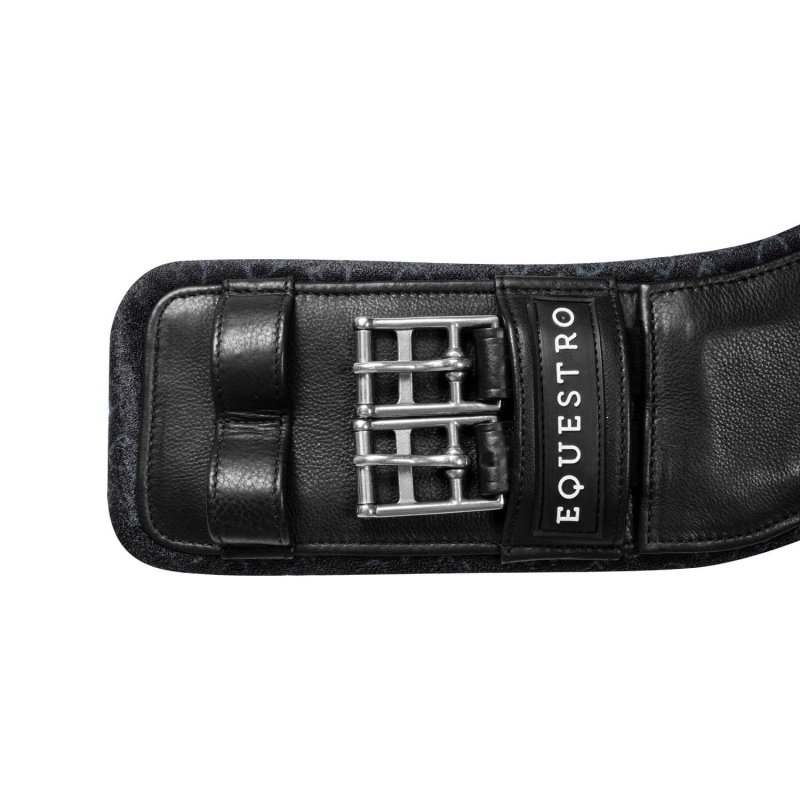 Equestro Sottopancia dressage in cuoio con logo inciso Nero