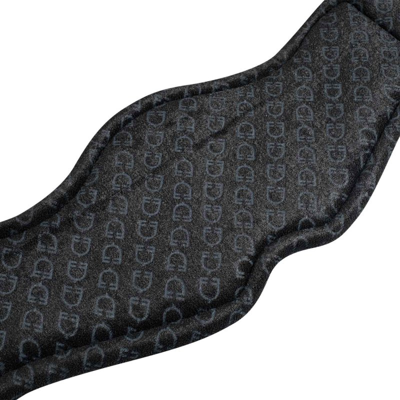 Equestro Sottopancia dressage in cuoio con logo inciso Nero