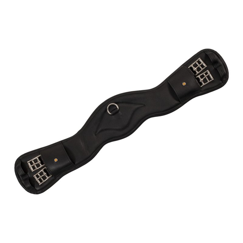 Equestro Sottopancia dressage in cuoio con pin logo Nero