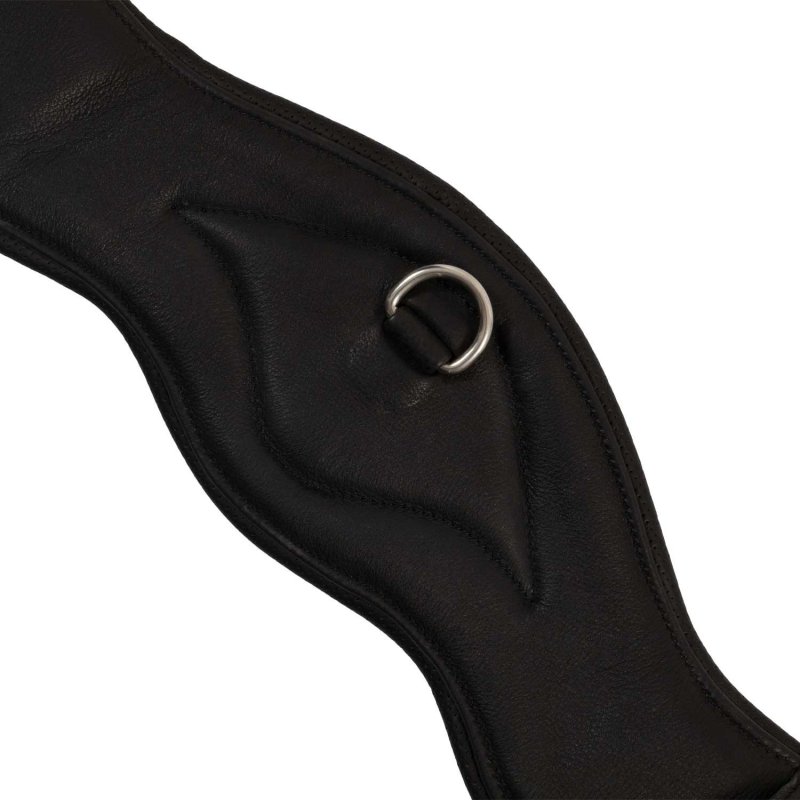 Equestro Sottopancia dressage in cuoio con pin logo Nero