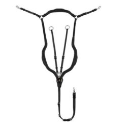 Equestro Pettorale anatomico in cuoio con martingala removibile - Nero