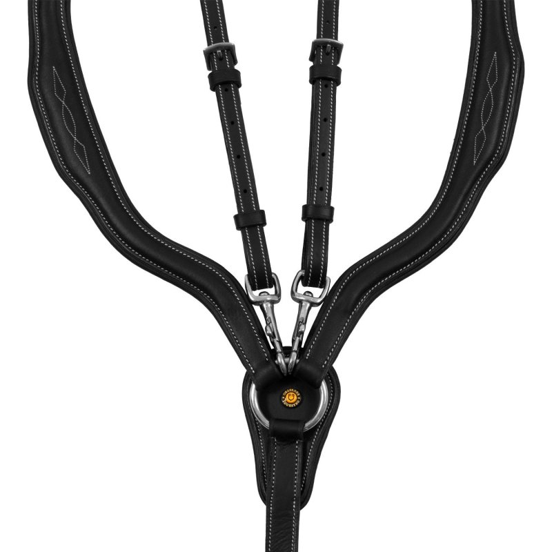 Equestro Pettorale anatomico in cuoio con martingala removibile - Nero