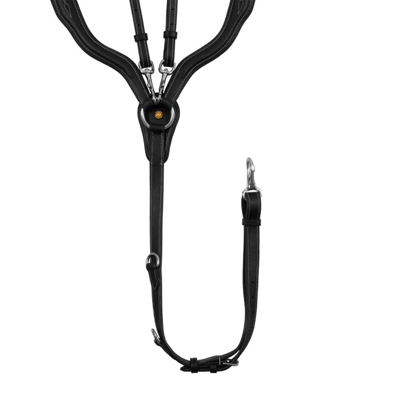 Equestro Pettorale anatomico in cuoio con martingala removibile - Nero