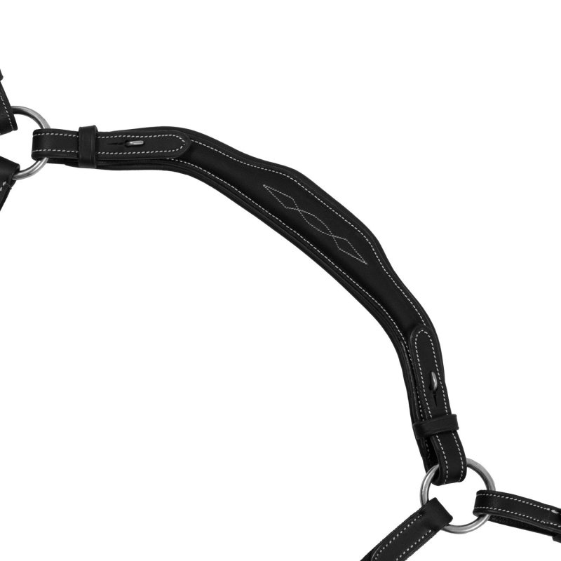 Equestro Pettorale anatomico in cuoio con martingala removibile - Nero
