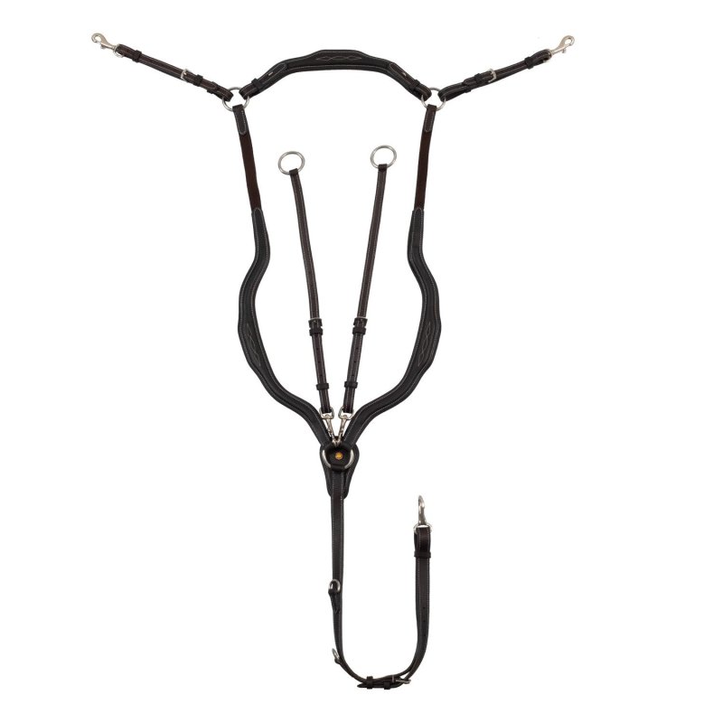 Equestro Pettorale anatomico in cuoio con martingala removibile - Testa di moro