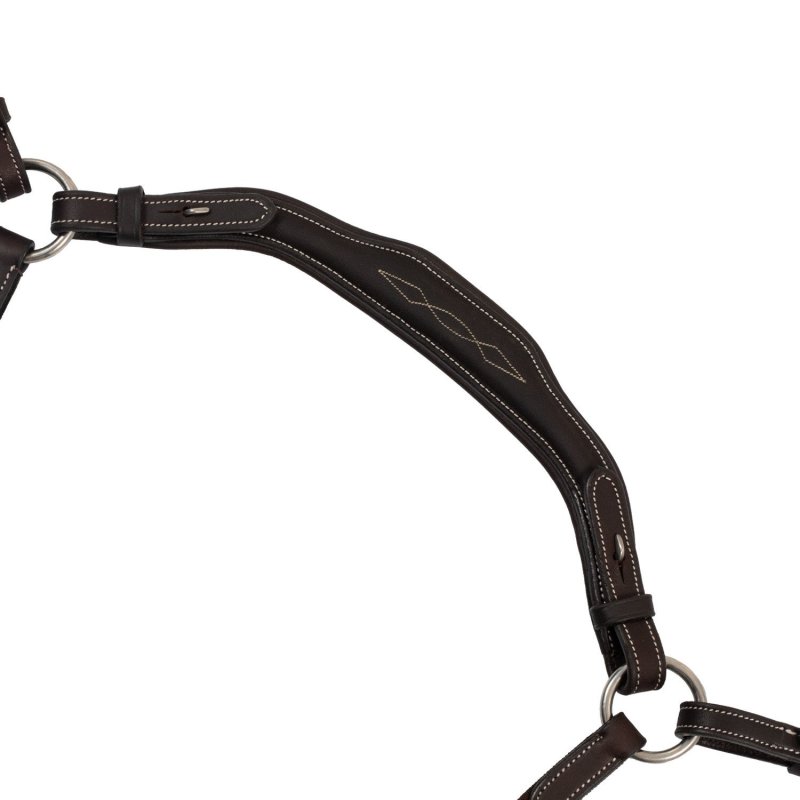 Equestro Pettorale anatomico in cuoio con martingala removibile - Testa di moro