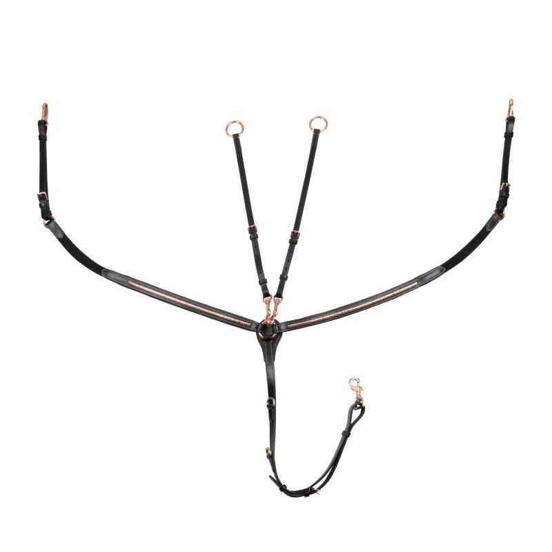 Equestro Pettorale con forchetta e clincher oro rosa - Nero
