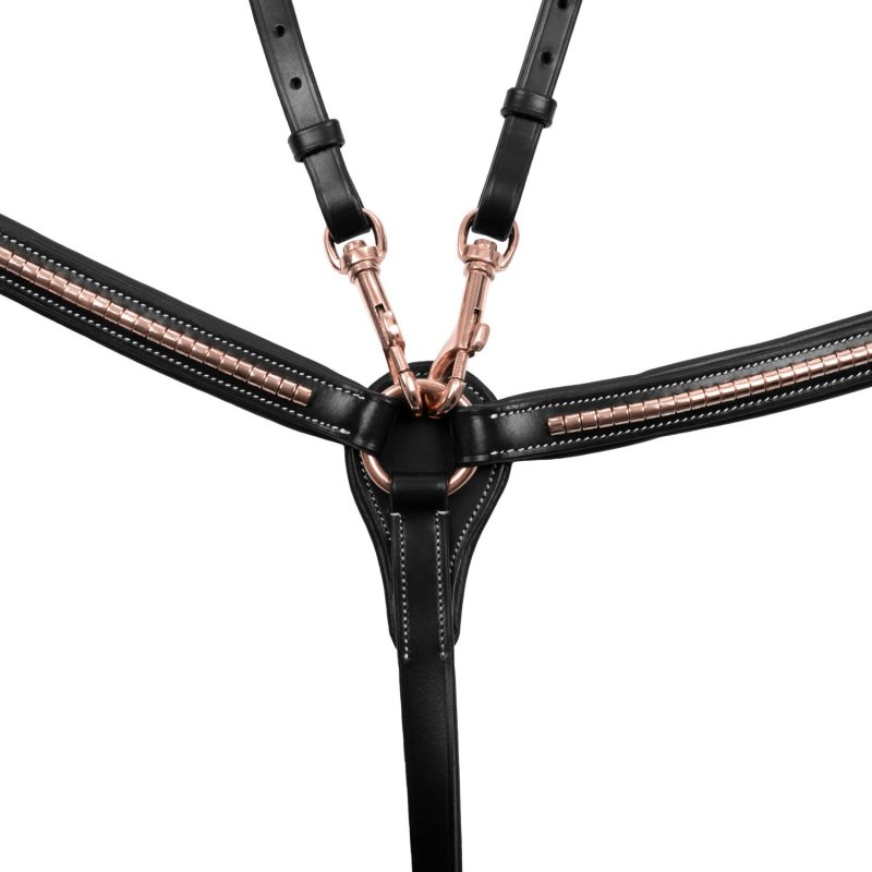 Equestro Pettorale con forchetta e clincher oro rosa - Nero