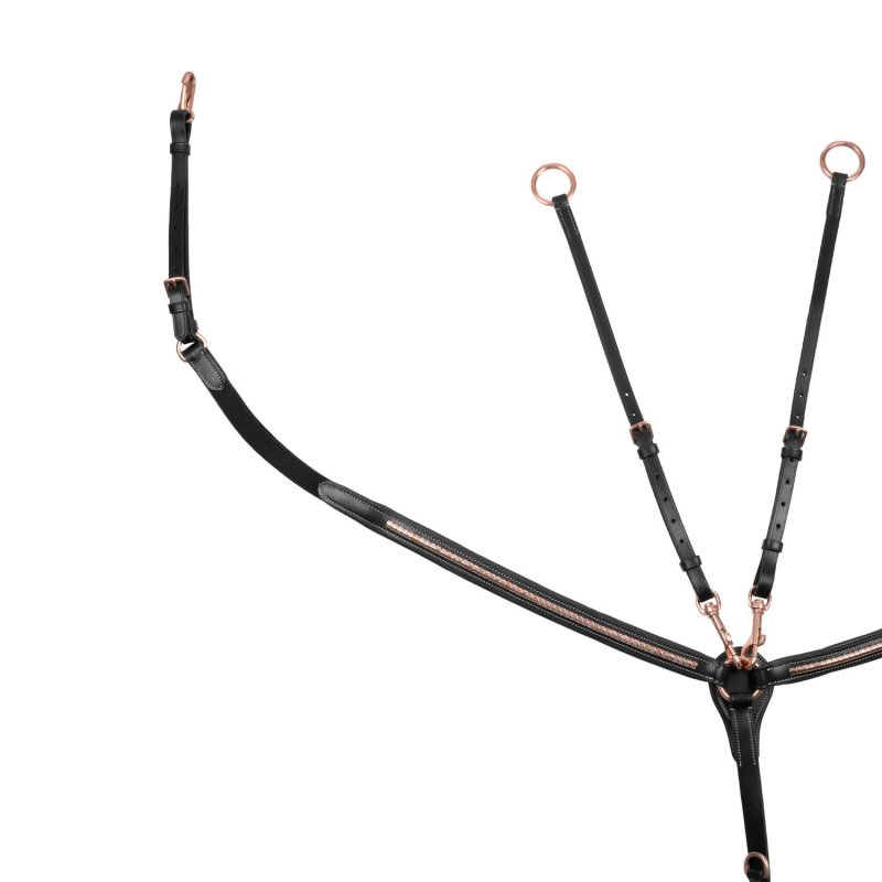 Equestro Pettorale con forchetta e clincher oro rosa - Nero