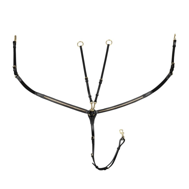 Equestro Pettorale con forchetta e clincher in ottone - Nero