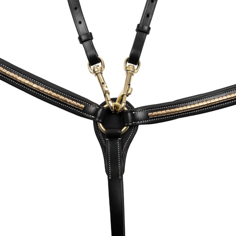 Equestro Pettorale con forchetta e clincher in ottone - Nero