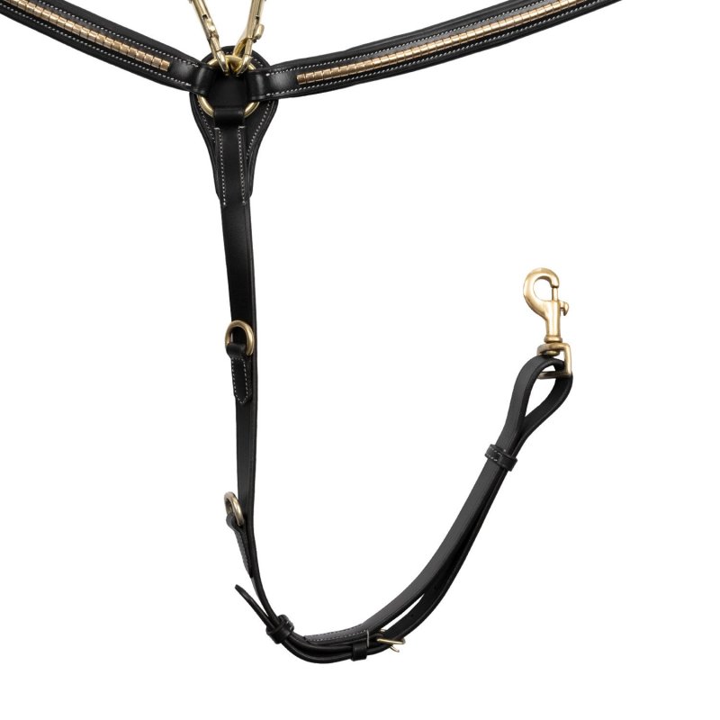 Equestro Pettorale con forchetta e clincher in ottone - Nero