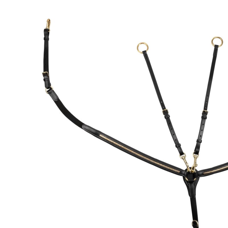 Equestro Pettorale con forchetta e clincher in ottone - Nero