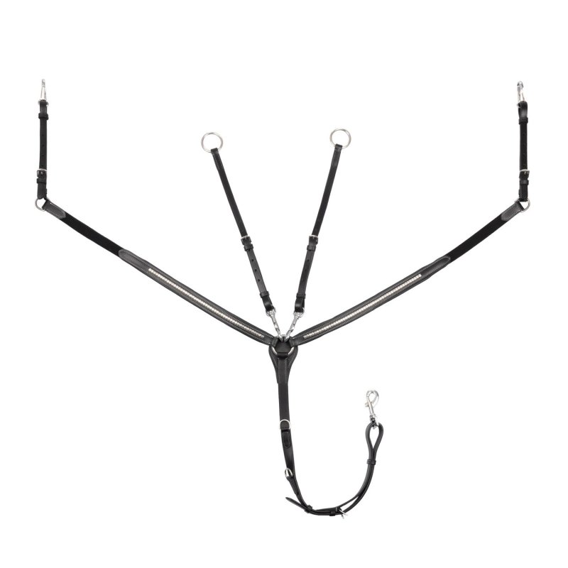 Equestro Pettorale con forchetta e clincher argentato - Nero