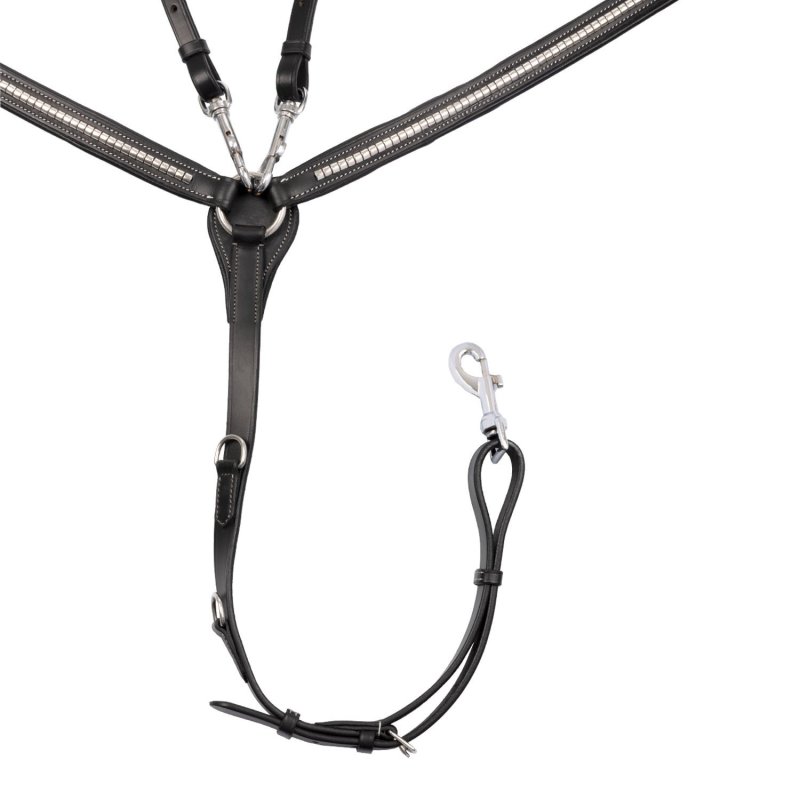 Equestro Pettorale con forchetta e clincher argentato - Nero