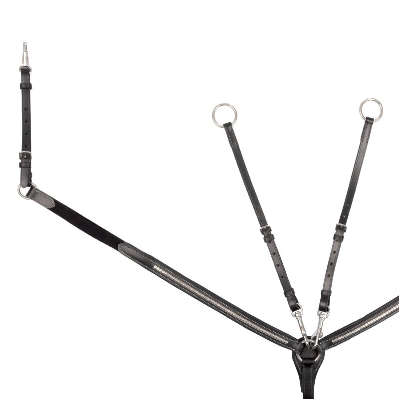 Equestro Pettorale con forchetta e clincher argentato - Nero