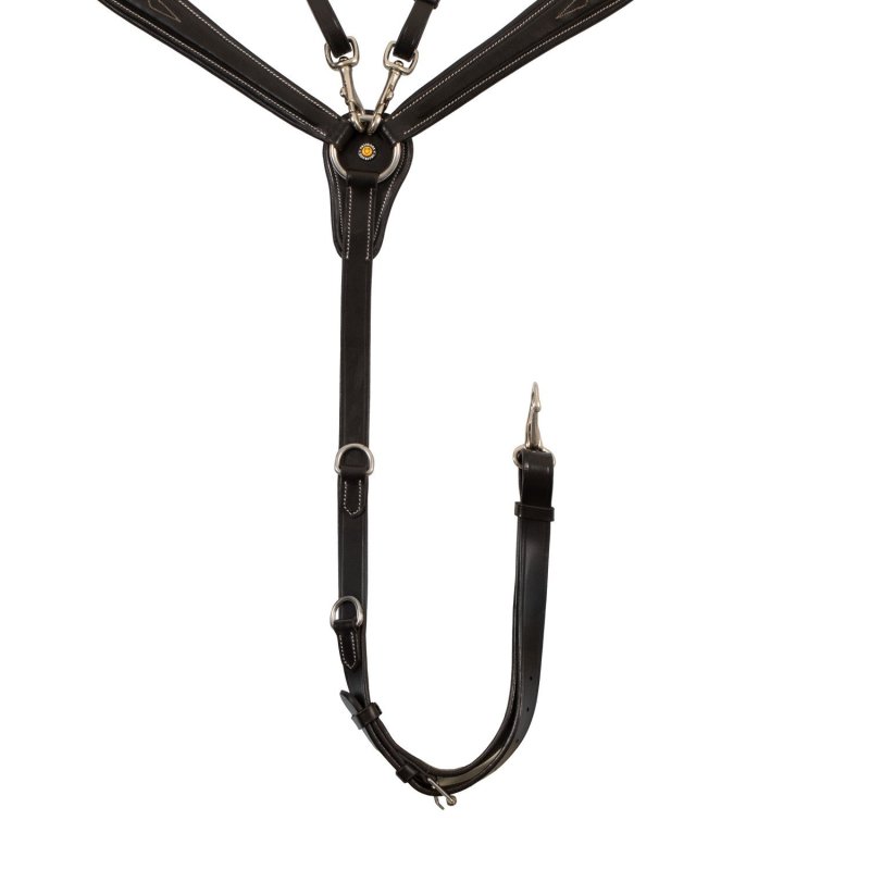 Equestro Pettorale con forchetta in pelle conciata e ricami - Testa di moro