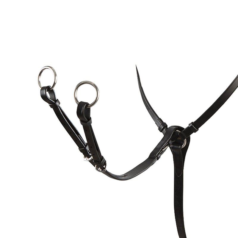 Equestro Pettorale da caccia in pelle con forchetta a Y - Nero