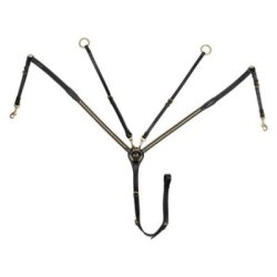 Supreme Pettorale con forchetta in cuoio con Clincher dorato - Nero