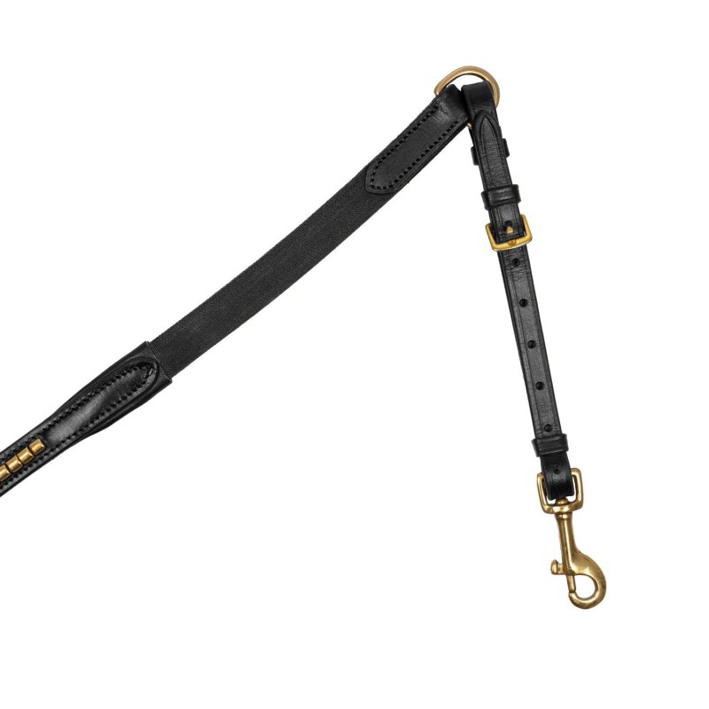 Supreme Pettorale con forchetta in cuoio con Clincher dorato - Nero