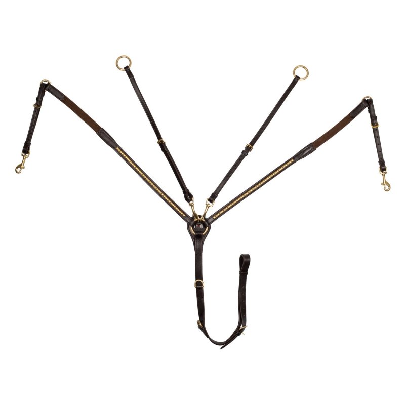 Supreme Pettorale con forchetta in cuoio con Clincher dorato - Marrone