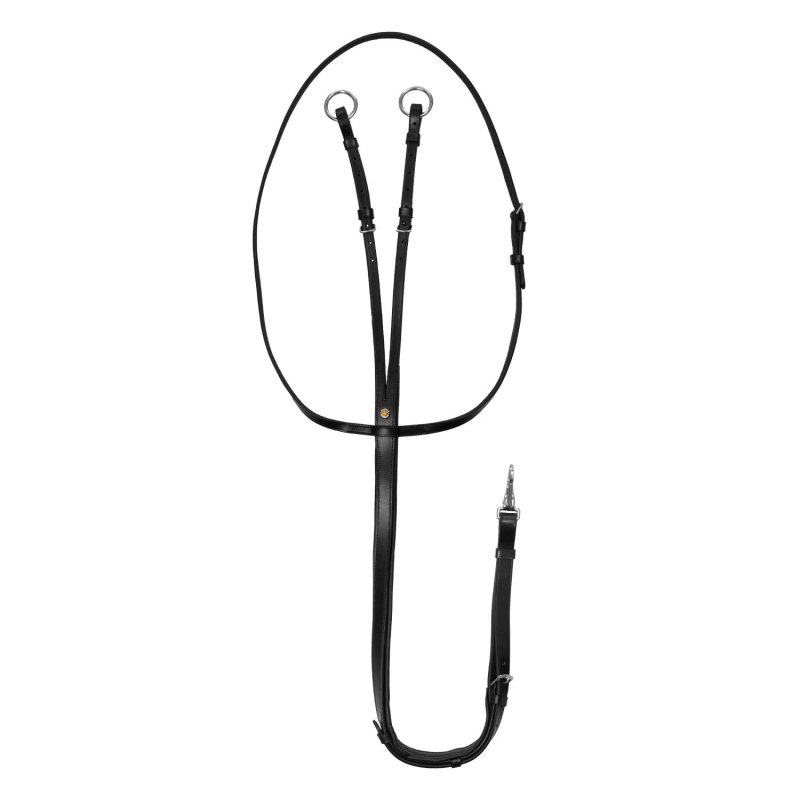 Equestro Martingala in pelle cuciture argento - Nero