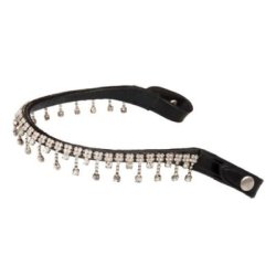 Acavallo Frontalino Queen pelle vitello cristalli - Nero - colore cristalli Trasparente