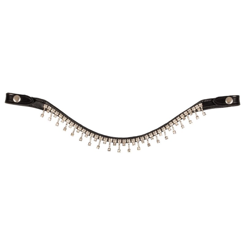 Acavallo Frontalino Queen pelle vitello cristalli - Nero - colore cristalli Trasparente