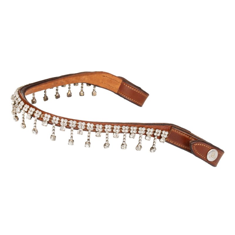 Acavallo Frontalino Queen pelle vitello cristalli - Cognac - colore cristalli Trasparente