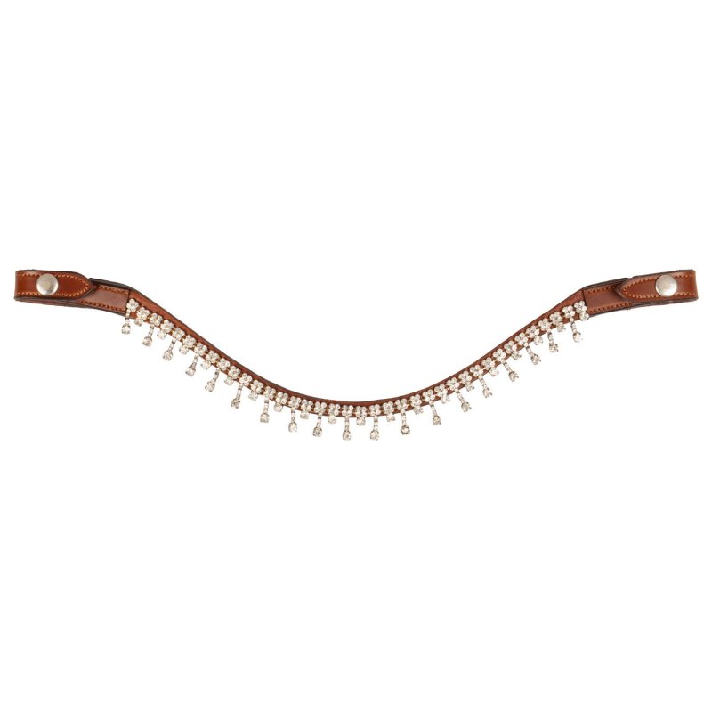Acavallo Frontalino Queen pelle vitello cristalli - Cognac - colore cristalli Trasparente