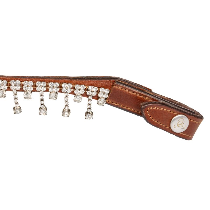 Acavallo Frontalino Queen pelle vitello cristalli - Cognac - colore cristalli Trasparente