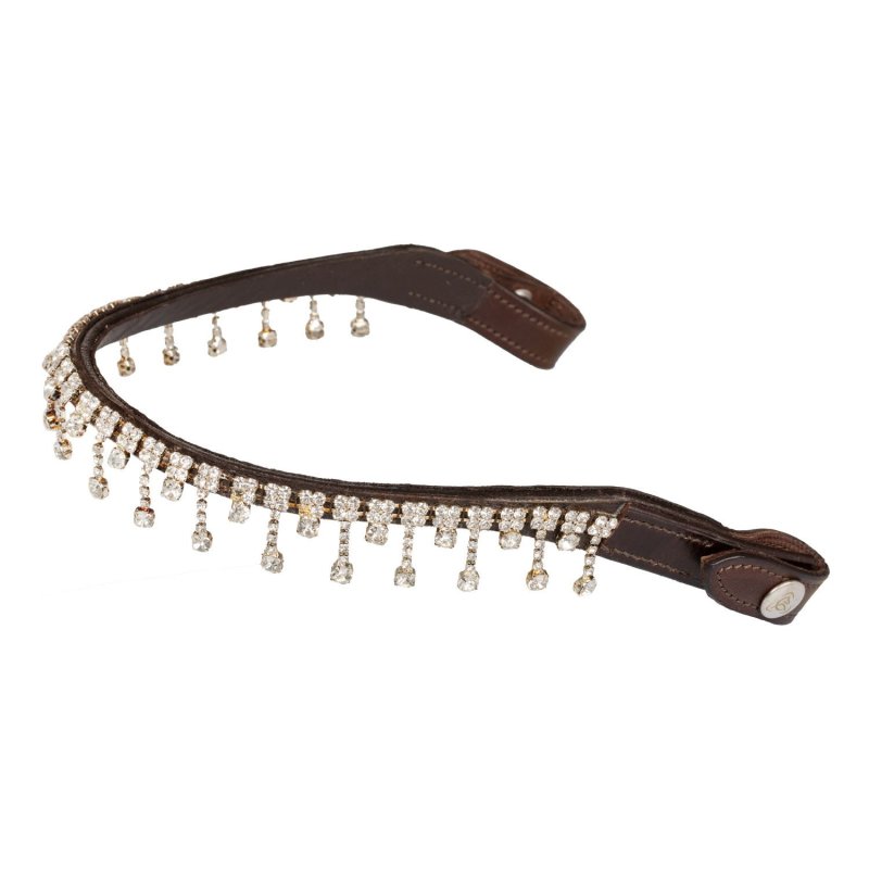 Acavallo Frontalino Queen pelle vitello cristalli - Testa di moro - colore cristalli Trasparente
