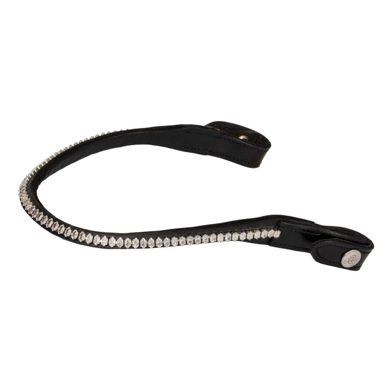 Acavallo Frontalino pelle vitello cristalli ovali - Nero - colore cristalli Trasparente