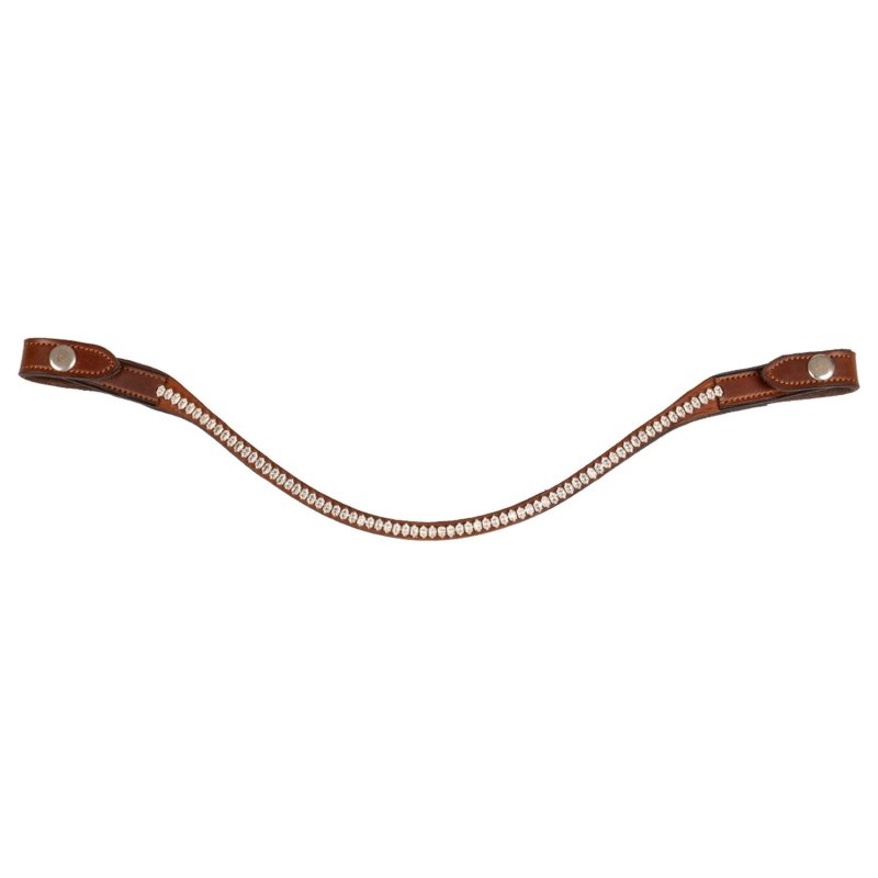Acavallo Frontalino pelle vitello cristalli ovali - Cognac - colore cristalli Trasparente