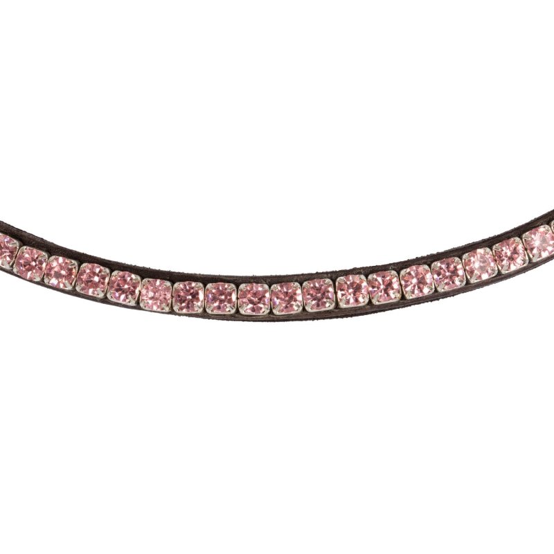 Acavallo Frontalino pelle vitello cristalli rotondi - Testa di moro - colore cristalli Crystal Pink