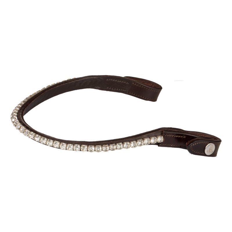 Acavallo Frontalino pelle vitello cristalli rotondi - Testa di moro - colore cristalli Trasparente