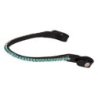 Acavallo Frontalino pelle vitello cristalli rotondi - Nero - colore cristalli Crystal Aquamarine