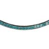 Acavallo Frontalino pelle vitello cristalli rotondi - Nero - colore cristalli Crystal Aquamarine