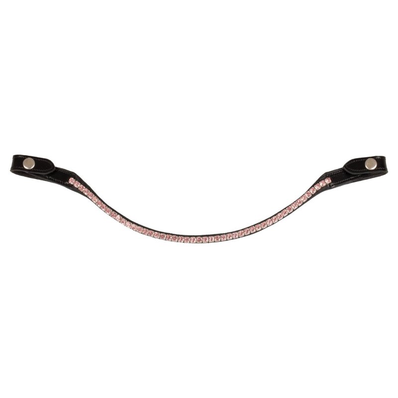 Acavallo Frontalino pelle vitello cristalli rotondi - Nero - colore cristalli Crystal Pink