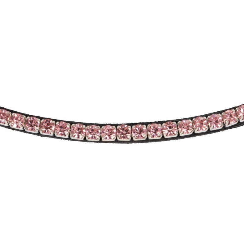 Acavallo Frontalino pelle vitello cristalli rotondi - Nero - colore cristalli Crystal Pink