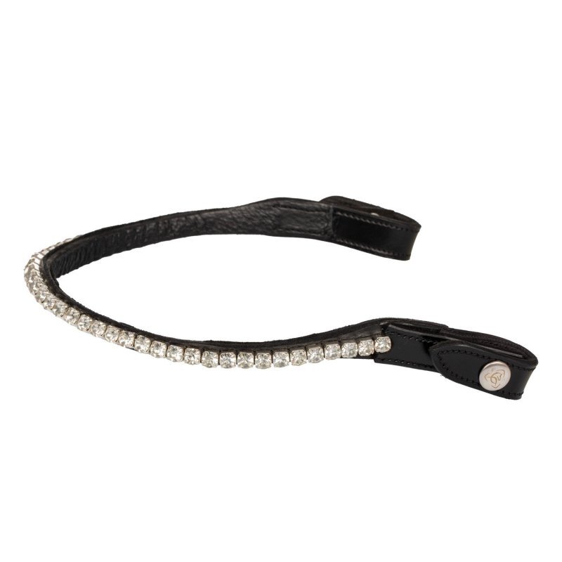 Acavallo Frontalino pelle vitello cristalli rotondi - Nero - colore cristalli Trasparente