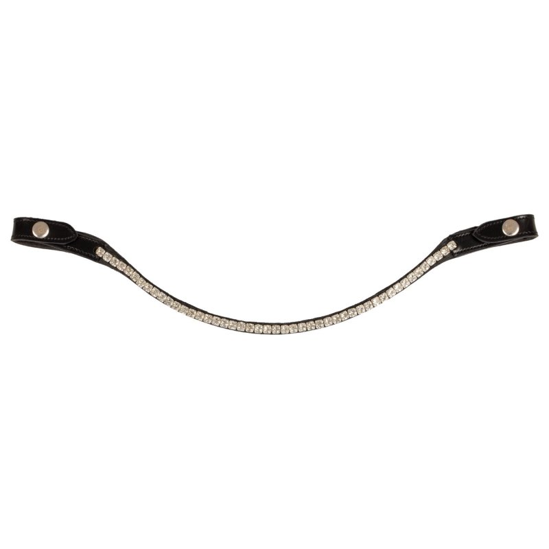 Acavallo Frontalino pelle vitello cristalli rotondi - Nero - colore cristalli Trasparente