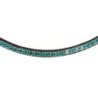 Acavallo Frontalino pelle vitello cristalli rotondi - Testa di moro - colore cristalli Crystal Aquamarine