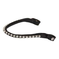 Acavallo Frontalino pelle vitello cristalli stellati - Nero - colore cristalli Trasparente