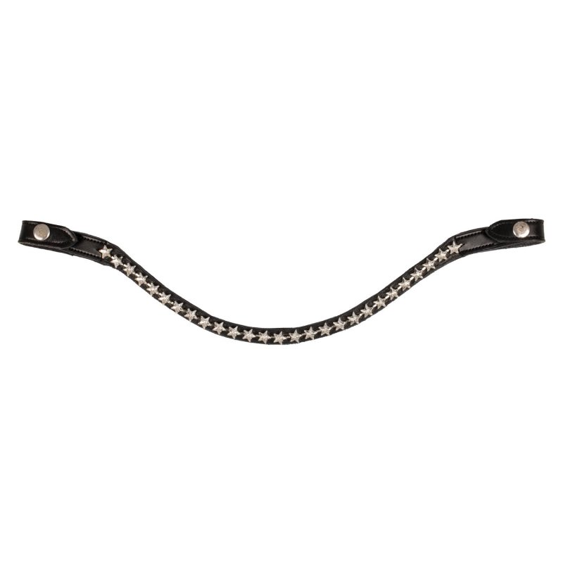 Acavallo Frontalino pelle vitello cristalli stellati - Nero - colore cristalli Trasparente
