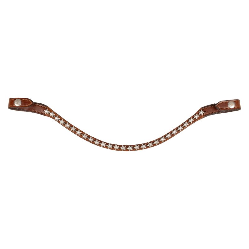 Acavallo Frontalino pelle vitello cristalli stellati - Cognac - colore cristalli Trasparente