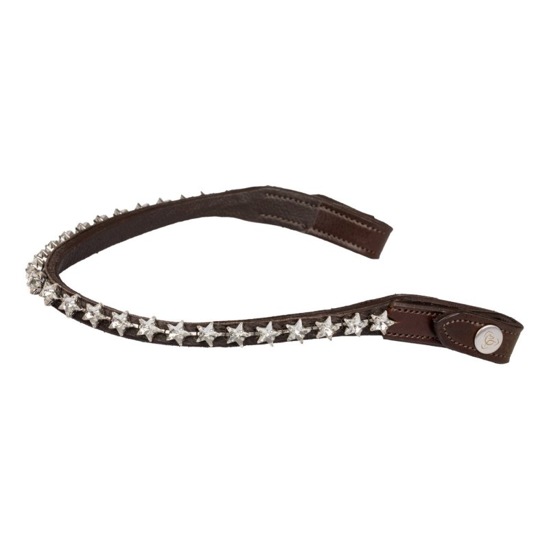 Acavallo Frontalino pelle vitello cristalli stellati - Testa di moro - colore cristalli Trasparente