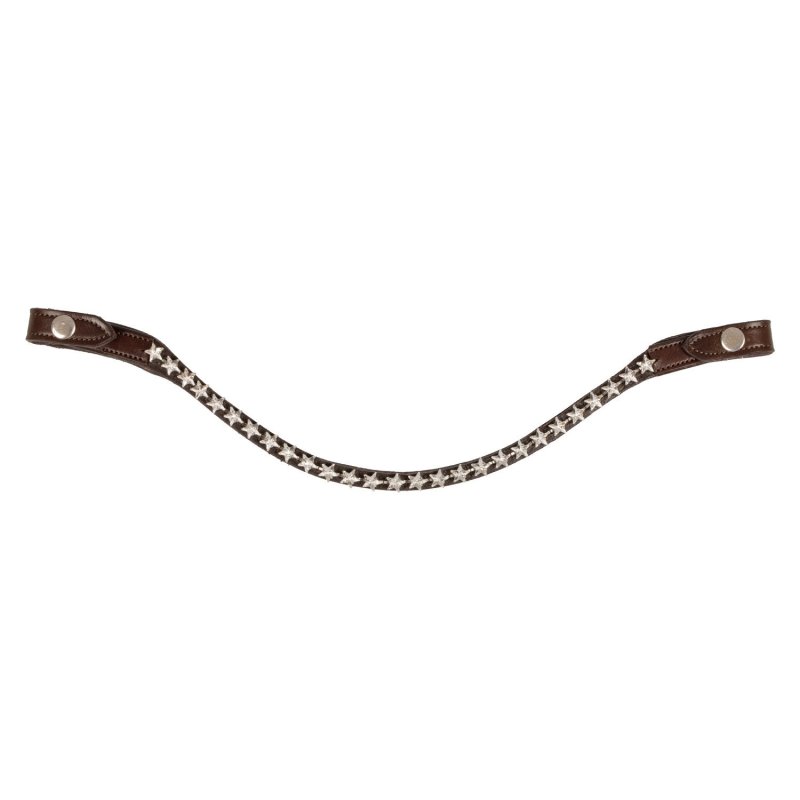 Acavallo Frontalino pelle vitello cristalli stellati - Testa di moro - colore cristalli Trasparente