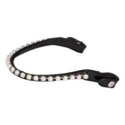Acavallo Frontalino pelle vitello perle - Nero - colore cristalli Crystal White